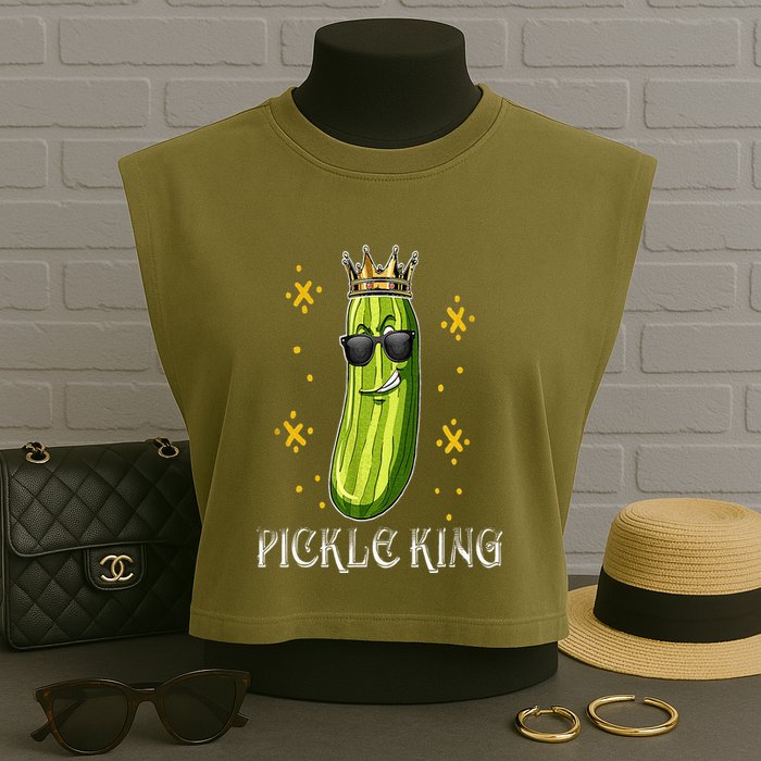 Pickle King Vegan Funny Cucumber Vegetable Pickles Lover Garment-Dyed Women's Muscle Tee