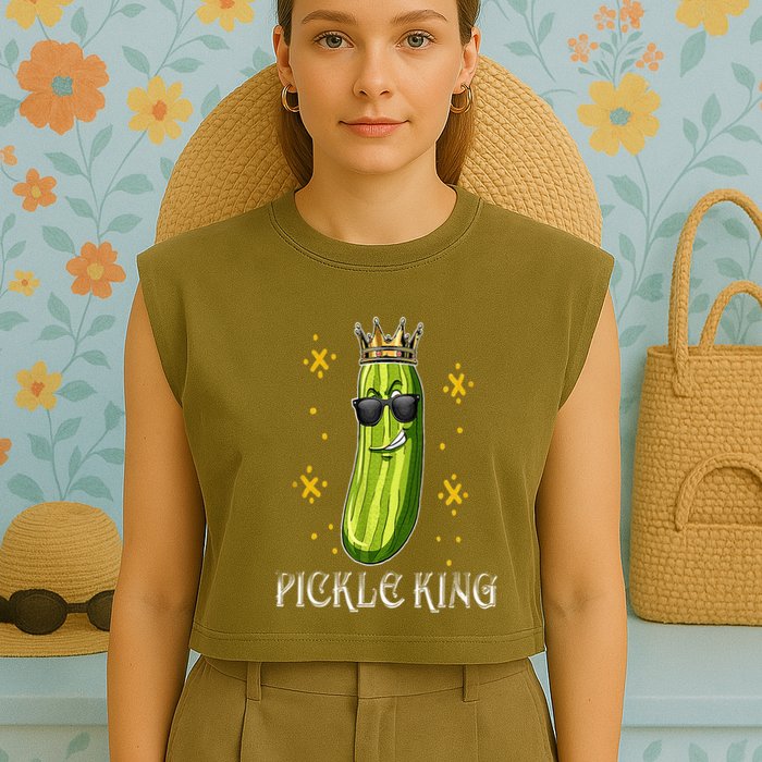 Pickle King Vegan Funny Cucumber Vegetable Pickles Lover Garment-Dyed Women's Muscle Tee