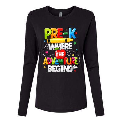 Pre K Where The Adventure Begins Back To School Teacher Womens Cotton Relaxed Long Sleeve T-Shirt