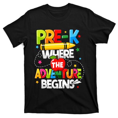 Pre K Where The Adventure Begins Back To School Teacher T-Shirt