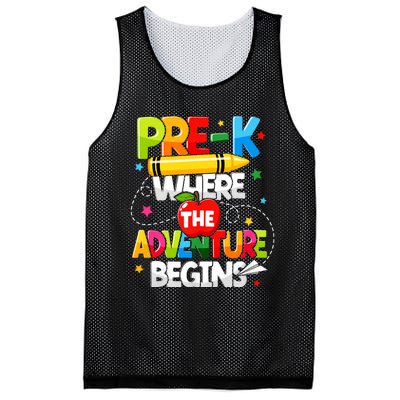 Pre K Where The Adventure Begins Back To School Teacher Mesh Reversible Basketball Jersey Tank