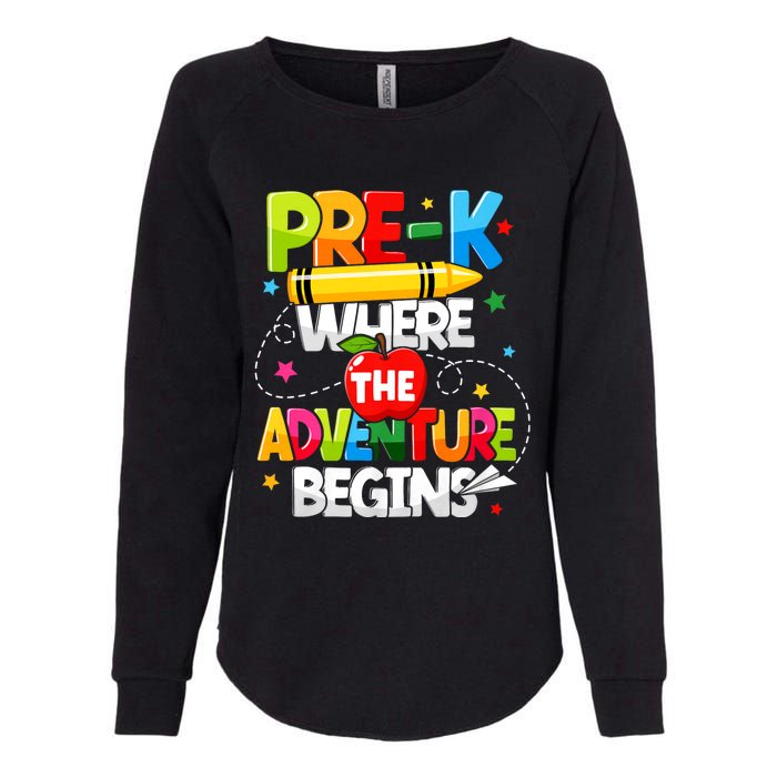 Pre K Where The Adventure Begins Back To School Teacher Womens California Wash Sweatshirt