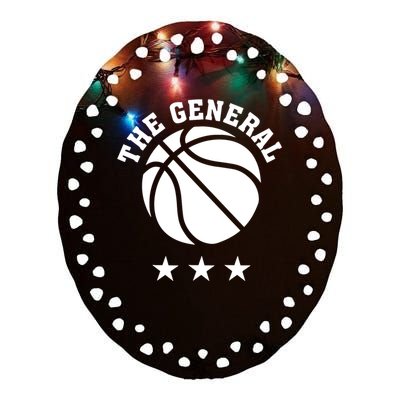 Pat Knight Wearing The General Basketball Ceramic Oval Ornament