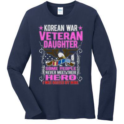 Proud Korean War Veteran Daughter Gift I Was Raised By Mine Ladies Long Sleeve Shirt