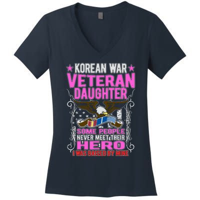 Proud Korean War Veteran Daughter Gift I Was Raised By Mine Women's V-Neck T-Shirt