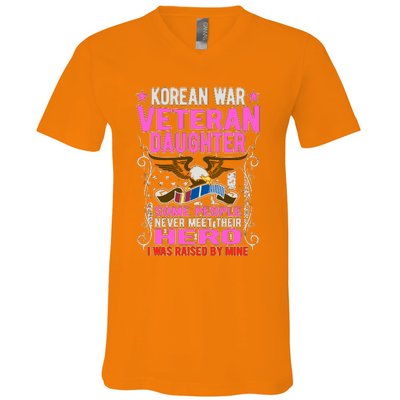 Proud Korean War Veteran Daughter Gift I Was Raised By Mine V-Neck T-Shirt