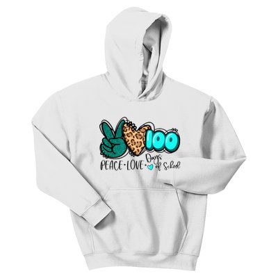 Peace Love 100 Days Of School Kids Hoodie