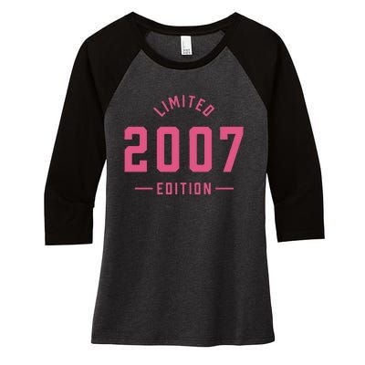 Pink Limited 2007 Edition Sweet 16th Birthday Teen Girl Women's Tri-Blend 3/4-Sleeve Raglan Shirt