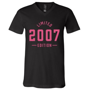 Pink Limited 2007 Edition Sweet 16th Birthday Teen Girl V-Neck T-Shirt