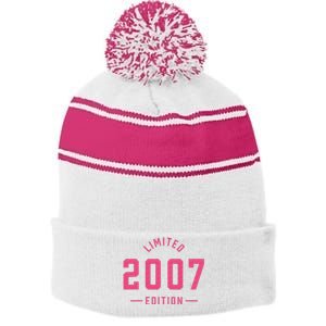 Pink Limited 2007 Edition Sweet 16th Birthday Teen Girl Stripe Pom Pom Beanie