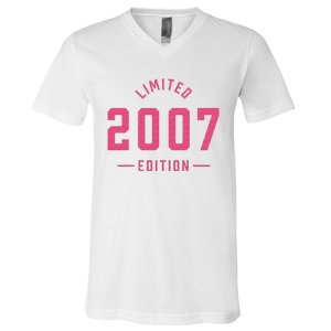 Pink Limited 2007 Edition Sweet 16th Birthday Teen Girl V-Neck T-Shirt