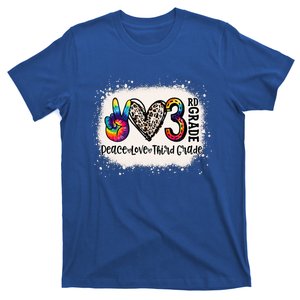 Peace Love 3rd Grade Teacher Back To School Bleached T-Shirt