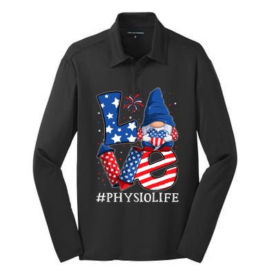 Physio Love 4th Of July Gnome Usa Patriotic Cool Gift Silk Touch Performance Long Sleeve Polo