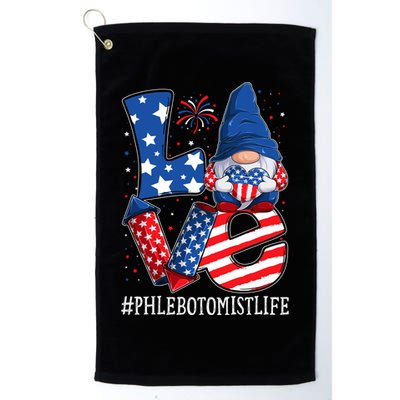 Phlebotomist Love 4th Of July Gnome Usa Patriotic Gift Golf Towel