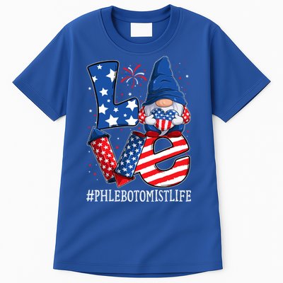 Phlebotomist Love 4th Of July Gnome Usa Patriotic Gift Tall T-Shirt