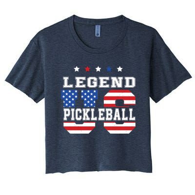 Pickleball Legend 4th Of July Pickleball Us American Flag Women's Crop Top Tee