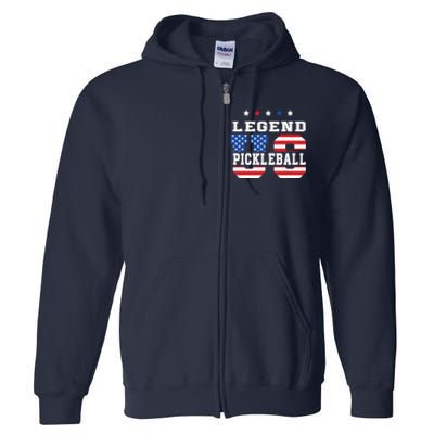 Pickleball Legend 4th Of July Pickleball Us American Flag Full Zip Hoodie