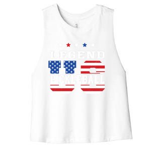 Pickleball Legend 4th Of July Pickleball Us American Flag Women's Racerback Cropped Tank