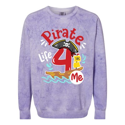 Pirate Life 4 Me 4th Birthday Party Four Years Old Boy Colorblast Crewneck Sweatshirt