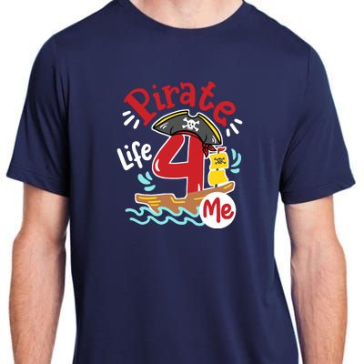 Pirate Life 4 Me 4th Birthday Party Four Years Old Boy Adult ChromaSoft Performance T-Shirt