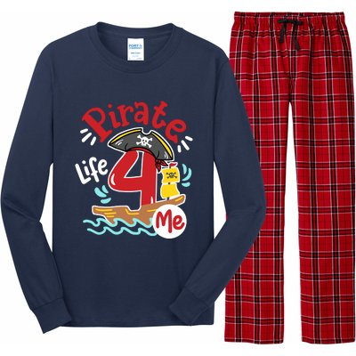 Pirate Life 4 Me 4th Birthday Party Four Years Old Boy Long Sleeve Pajama Set