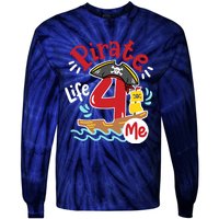 Pirate Life 4 Me 4th Birthday Party Four Years Old Boy Tie-Dye Long Sleeve Shirt