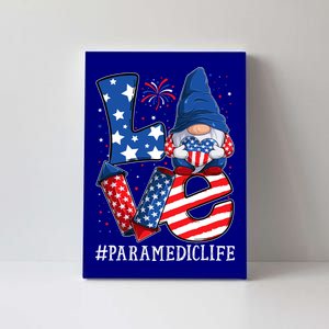 Paramedic Love 4th Of July Gnome Usa Patriotic Gift Canvas