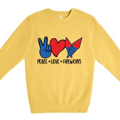 Peace Love 4th Of July Firework Heart Flag American Premium Crewneck Sweatshirt