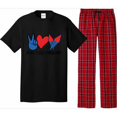 Peace Love 4th Of July Firework Heart Flag American Pajama Set