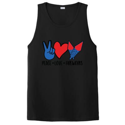 Peace Love 4th Of July Firework Heart Flag American PosiCharge Competitor Tank