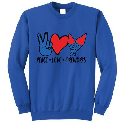 Peace Love 4th Of July Firework Heart Flag American Sweatshirt