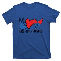 Peace Love 4th Of July Firework Heart Flag American T-Shirt