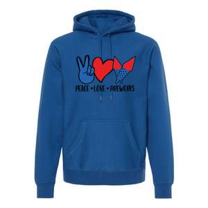 Peace Love 4th Of July Firework Heart Flag American Premium Hoodie