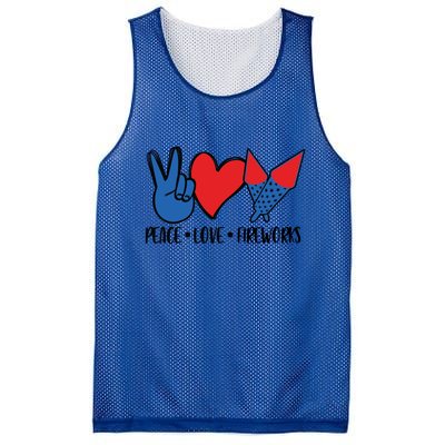 Peace Love 4th Of July Firework Heart Flag American Mesh Reversible Basketball Jersey Tank