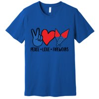 Peace Love 4th Of July Firework Heart Flag American Premium T-Shirt