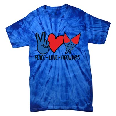 Peace Love 4th Of July Firework Heart Flag American Tie-Dye T-Shirt