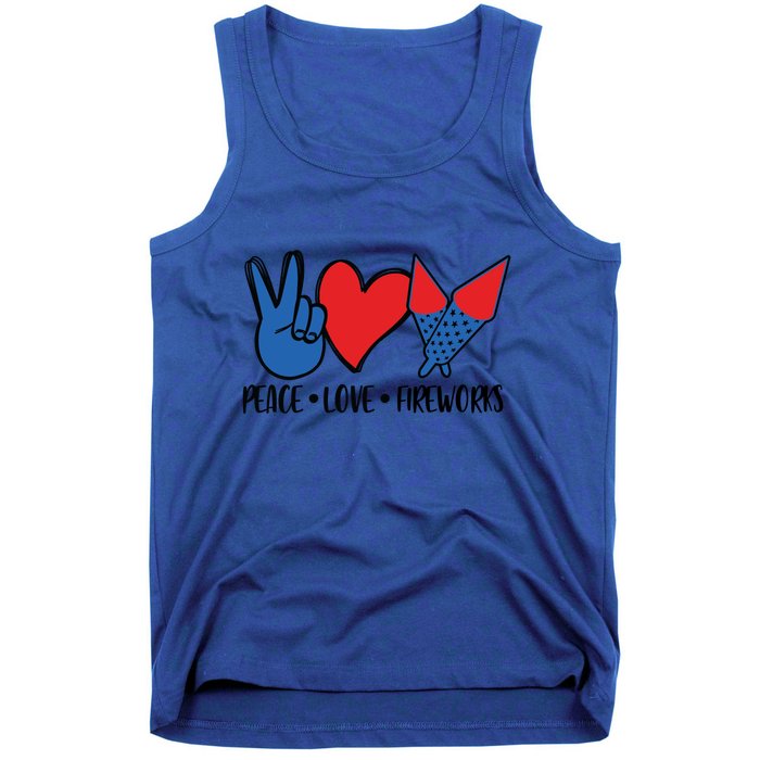 Peace Love 4th Of July Firework Heart Flag American Tank Top