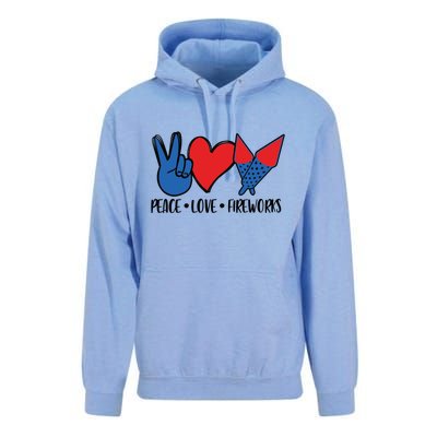 Peace Love 4th Of July Firework Heart Flag American Unisex Surf Hoodie