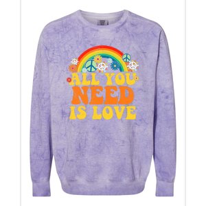 PEACE LOVE 60s 70s Tie Dye Groovy Hippie Costume Colorblast Crewneck Sweatshirt