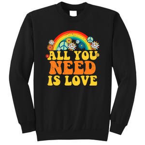 PEACE LOVE 60s 70s Tie Dye Groovy Hippie Costume Sweatshirt