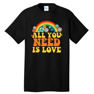 PEACE LOVE 60s 70s Tie Dye Groovy Hippie Costume Tall T-Shirt