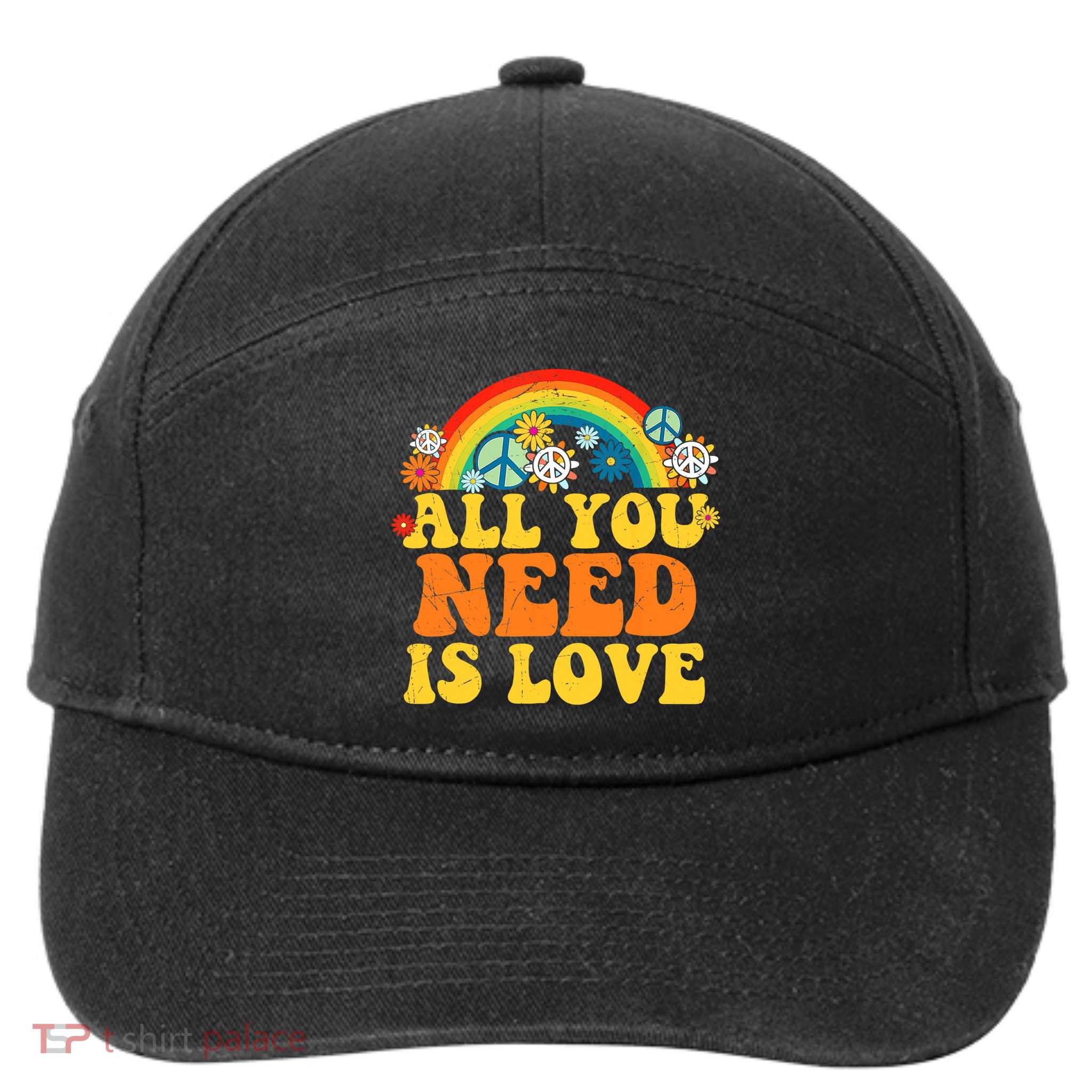 PEACE LOVE 60s 70s Tie Dye Groovy Hippie Costume 7-Panel Snapback Hat