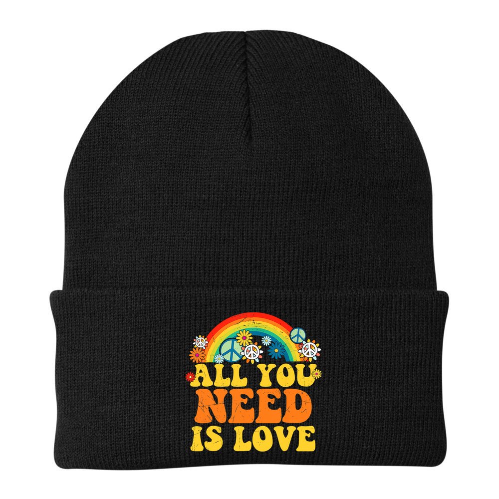 PEACE LOVE 60s 70s Tie Dye Groovy Hippie Costume Beanie
