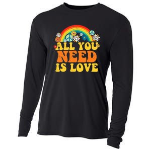 PEACE LOVE 60s 70s Tie Dye Groovy Hippie Costume Cooling Performance Long Sleeve Crew