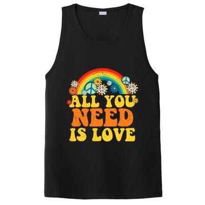PEACE LOVE 60s 70s Tie Dye Groovy Hippie Costume PosiCharge Competitor Tank
