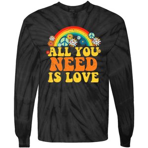 PEACE LOVE 60s 70s Tie Dye Groovy Hippie Costume Tie-Dye Long Sleeve Shirt