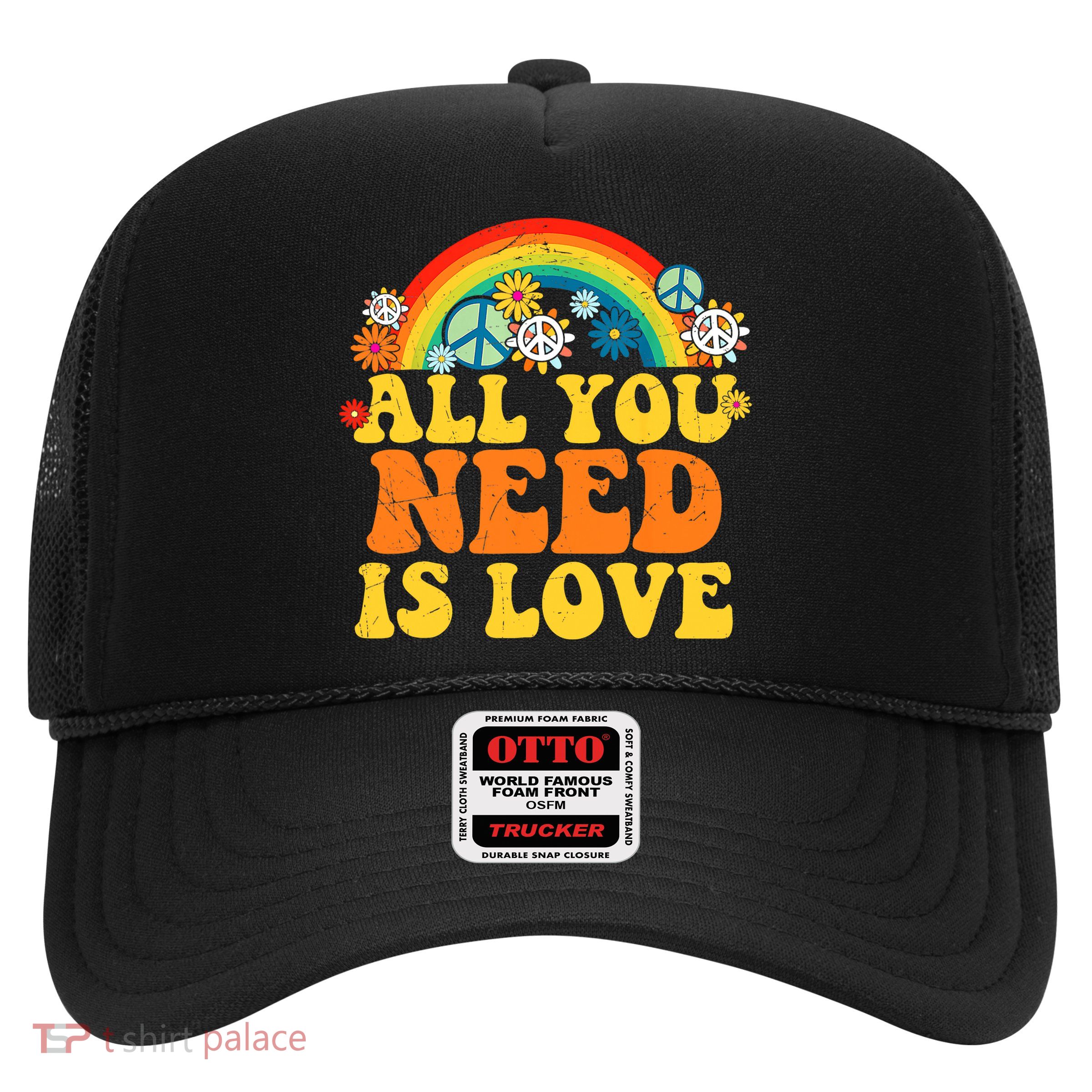 PEACE LOVE 60s 70s Tie Dye Groovy Hippie Costume Trucker Hat