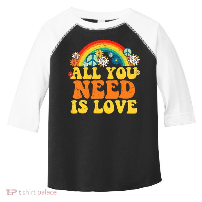 PEACE LOVE 60s 70s Tie Dye Groovy Hippie Costume Toddler Fine Jersey T-Shirt
