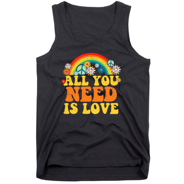 PEACE LOVE 60s 70s Tie Dye Groovy Hippie Costume Tank Top