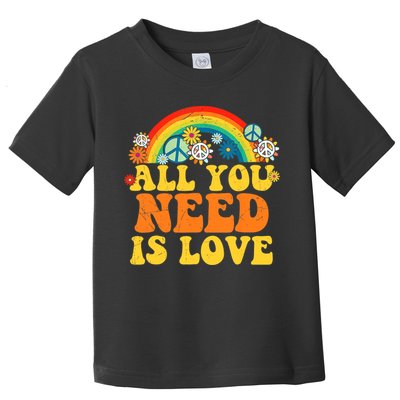 PEACE LOVE 60s 70s Tie Dye Groovy Hippie Costume Toddler T-Shirt